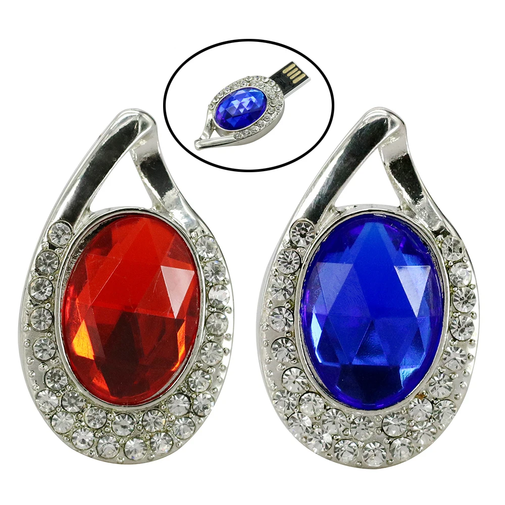 Real Capacity USB 2.0 Flash Drive 128GB Pen Drive Pendrive Cute Crystal Gemstone Style 8GB 16GB 32GB 64GB Memory Stick