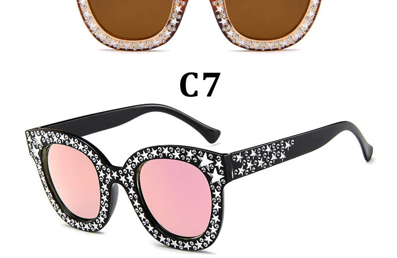 Shiny Stars Sunglasses Women Vintage Retro Square Shape Oversized Sun Glasses Fake Rhinestone Star Shades UV Protection oversized square sunglasses