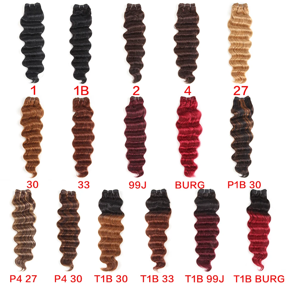 Joedir Pre-Colored Deep Wave Brazilian Hair 100% Human Hair Bundles Remy Weave Ombre Color Pink Blue Purple