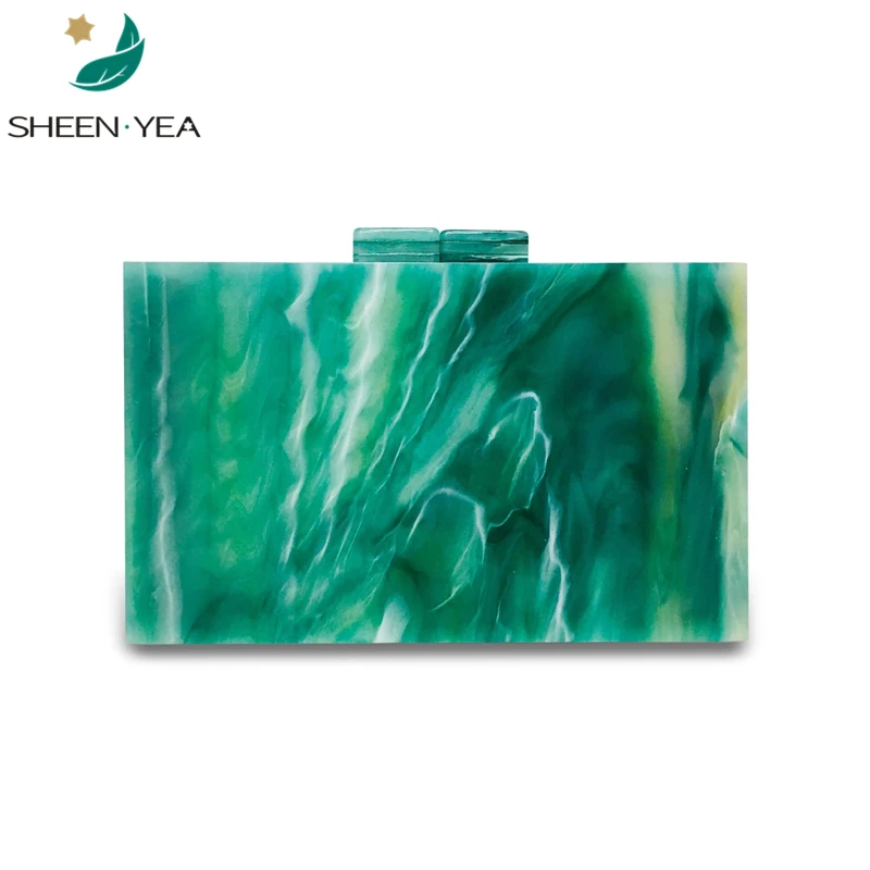 

New arrival brand designer emerala green acrylic evening bag cute girl party prom mini clutch purse wallet with shoulder chains