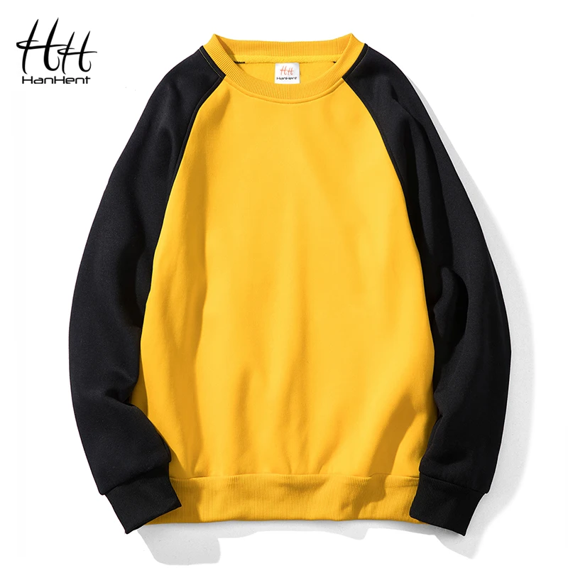 HanHent خليط Crewneck سوياتشيرتس 2018 الصوف هوديس البلوز أزياء الشارع الشهير هوديي الأصفر والأسود الورك هوب