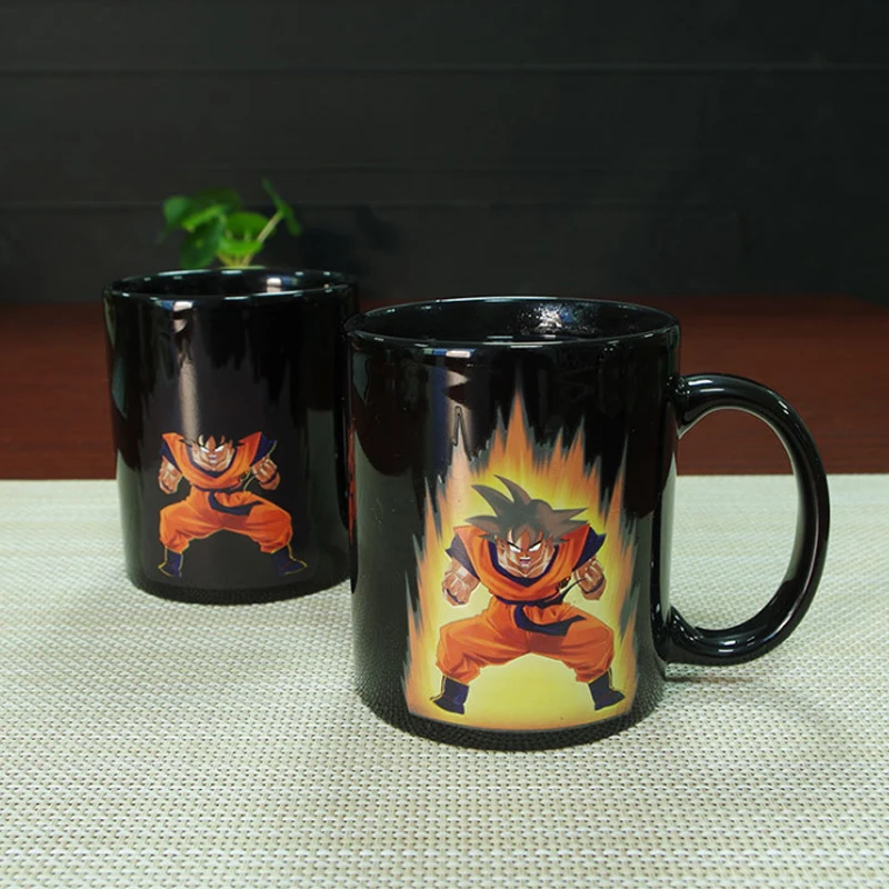 

Dragon Ball Color Change Ceramic Mug Goku Cartoon Novelty Heat Reactive Coffee bottle Z Colored Changing Magic water bottle