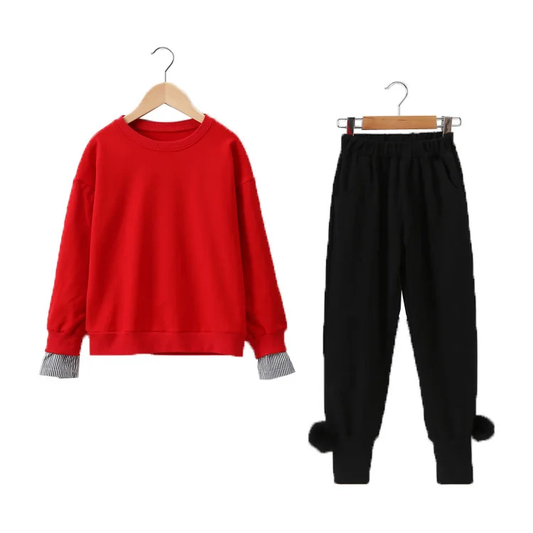 

Children Girls Suit Autumn Kids Fashion Sets Casual Clothes For Girls Mosaic Two-piece Sets Sweatshirt High Quality