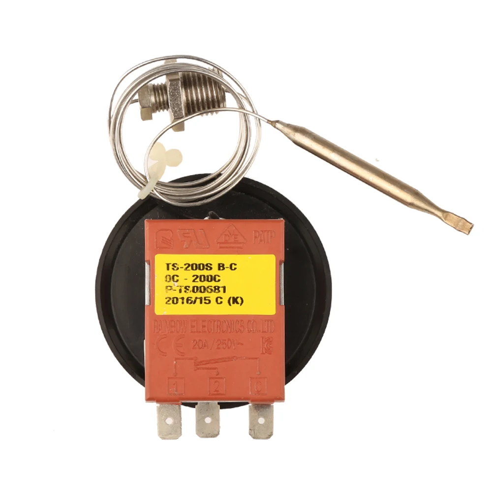 TS-200SB-C 레인보우 3Pin 온도 조절 스위치 손잡이 50-200 섭씨 온도 조절기 액체 확장 조절 식 보일러 NC