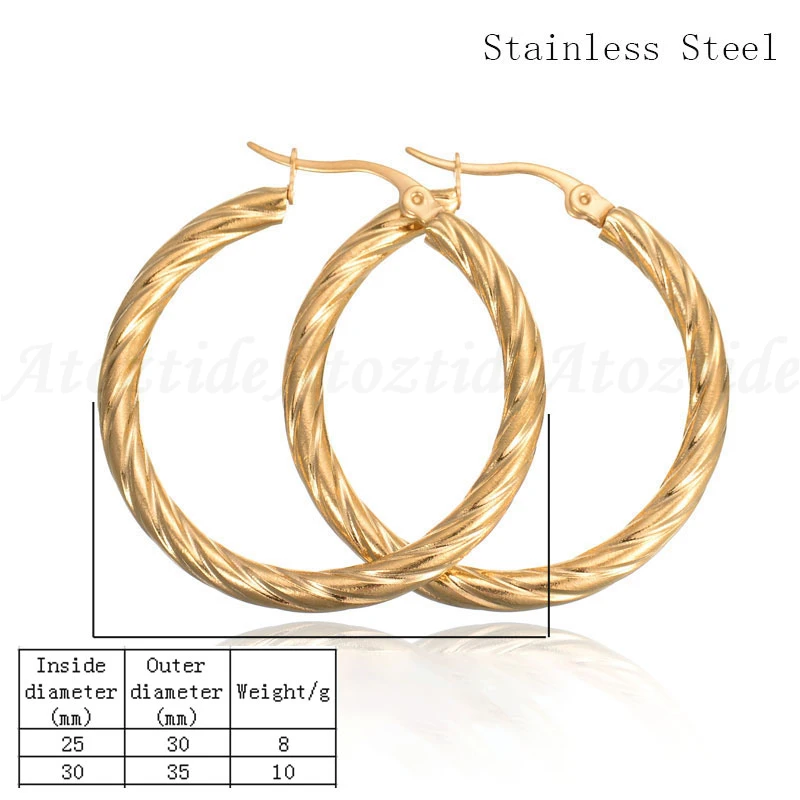 2017-New-Polishing-Paparazzi-Stainless-Steel-Hoop-Earrings-For-Women-Gold-Color-Punk-Round-Circle-Hoop (1)