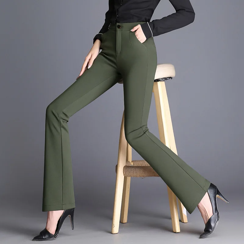 

Vadim Limited 2019 Micro Flared Trousers Female Spring New Waist Thin Elastic Pants Of Bootleg Wide-legged Slacks A Undertakes
