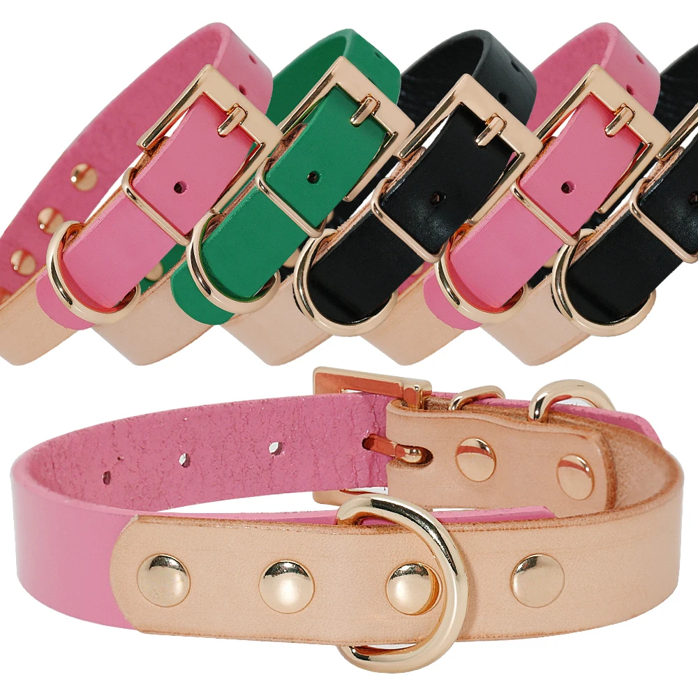 

Dog Collar Pet Genuine Leather Dog Collars Accessories Adjustable For Small Medium Dogs Cats Pug Beagle Pet Products Petshop S M