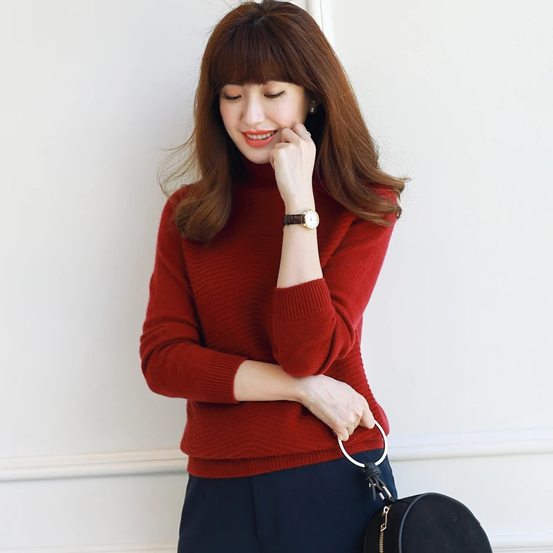 adohon 2018 womens winter Cashmere sweaters and auntmun women knitted Pullovers Turtleneck High Quality Warm Female Solid