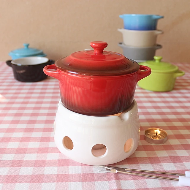 220ml Mini Candle Stove Ceramic Fondue Pot Chocolate Melting Pot Ice