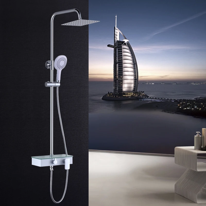 Bathroom Hot and Cold Water ABS Shower Set Full Copper Ultra thin