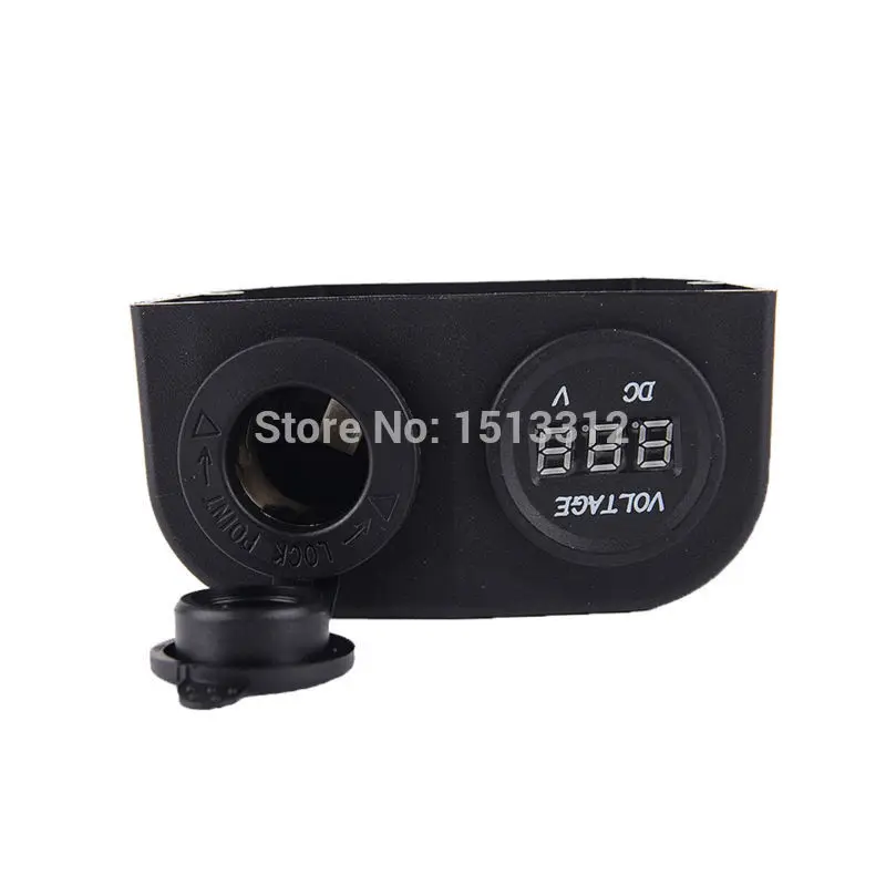 

New Motorcycle 12V/24V Cigarette Lighter Socket with LED Digital Voltmeter Free Shipping