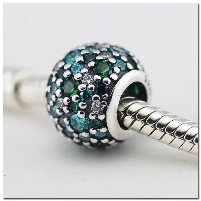 

Fits pandora Bracelets Ocean Mosaic Pave Mixed Green CZ&Crystal Charm Beads 925 Sterling Silver Jewelry Ball Bead DIY Making