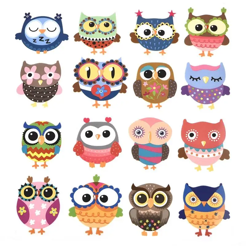 16 шт./компл. Kawaii нашивки с совой железной передачи патч наклейки на ткань