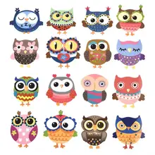 

16Pcs/Set Kawaii Owl Patches Iron Transfer Cloth Patch Stickers Heat Transfer Kids Clothes DIY Accessories Patches Decoration