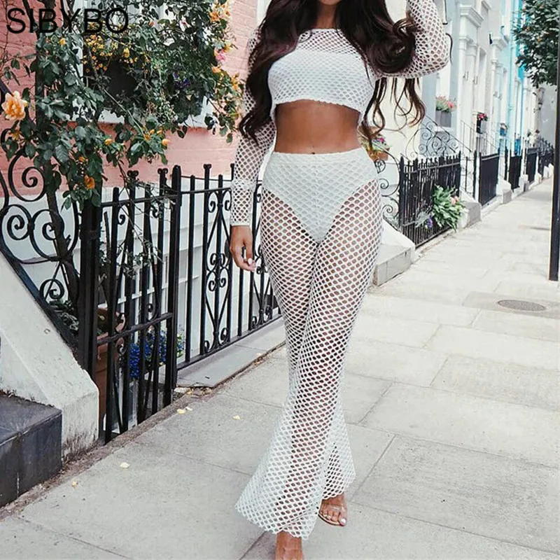 fishnet flare pants