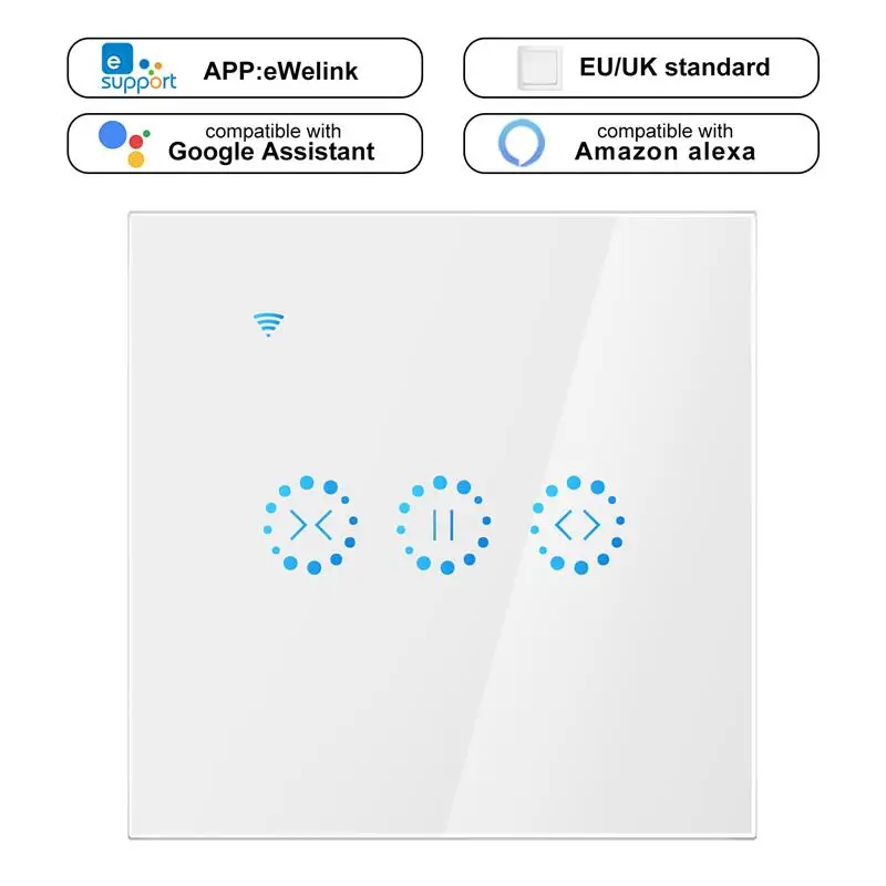 Ewelink WiFi Электрический переключатель жалюзи сенсорный переключатель для занавесок приложение Голосовое управление от Alexa Echo для механического ограничения жалюзи мотор - Цвет: EU Type White