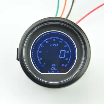 

Universal 52mm DigitaBlack shell Red Blu-ray car Refit Racing Oil pressure gauge+Sensor Car gauge Oil meter Free shipping