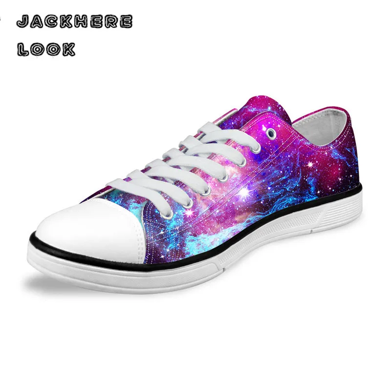 

JACKHERELOOK Fashion Galaxy Universe Space Star Printed Men Casual Low Canvas Shoes Breathable Lace-Up Female Vulcanized Shoes