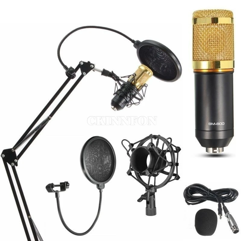 

DHL 50Set BM800 Condenser Microphone Pro Audio Studio Sound Recording Arm Stand Pop Filter (Full Accessories)