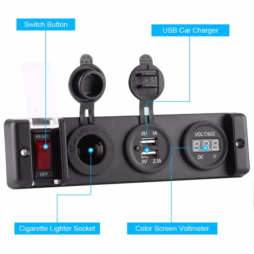16A 12 в гнездо прикуривателя DC Вольтметр прикуриватель двойной USB разъем питания переключатель панель для автомобиля RV Морской лодки