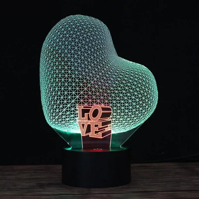 Acrylic Colorful Rgb Usb Charge 3d Desk Lamp I Love You ...
