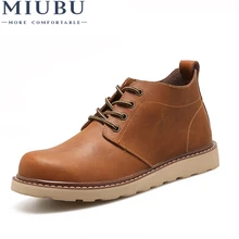 MIUBU Leather Men Boots Autumn Winter Ankle Boots Fashion Casual Footwear Lace Up Shoes Men High Quality Vintage Men Shoes uexia leather men boots autumn casual flats ankle boots fashion footwear lace up shoes men high quality vintage men shoes dress