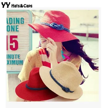 

COOL!Straw Panama Hats Wide Brim Sun Hats Women Summer Beach Caps Girl Straw Sun Visors Hats Panamo Sombrero de Verano YY0094