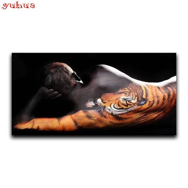 Full Square Diamond embroidery Cartoon Sexy man 5D DIY Diamond painting Cross stitch tiger Round Diamond mosaic_