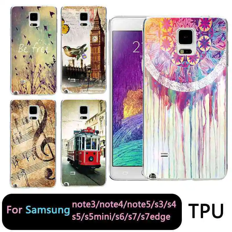 QMSWEI TPU Soft Phone Case For samsung S8 s6 s7 edge s4 s5 s3 C5 C9 note3 note4 note5 Clear Boat Bus Music Cover Free shipping |