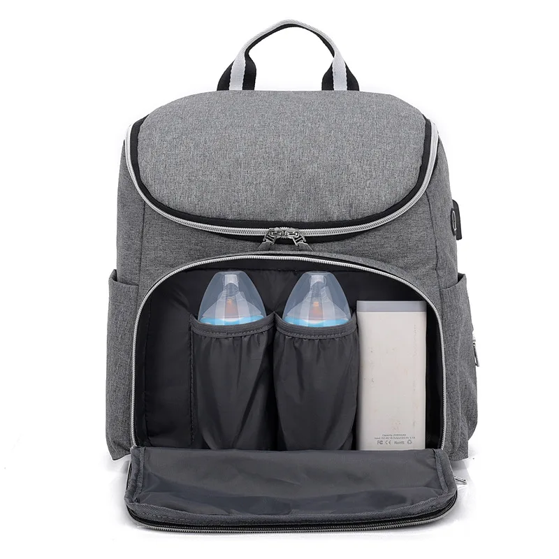 

Solid Diaper Bag Mummy Maternity Nappy Bags For Dad and Mom Large Capacity Baby Travel Backpack Designer Nursing Bag USB Interfa