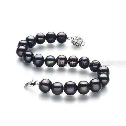 

Shipping >>>Charming 10-11mm black pearl bracelet jewelry 925s clasp(one