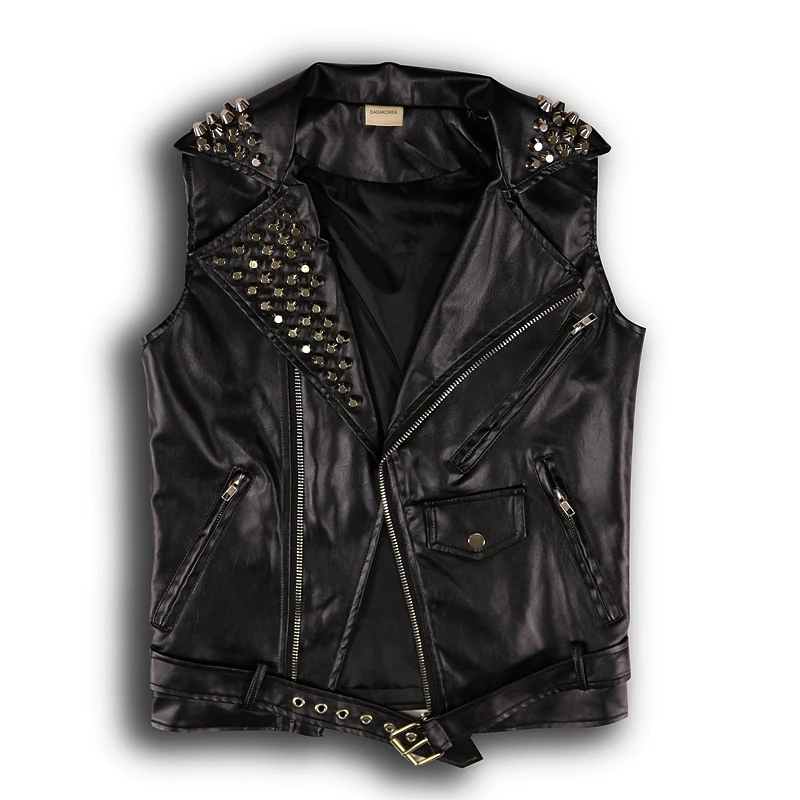 2015 fashion slim rivet trend hip-hop hiphop PU leather vest male