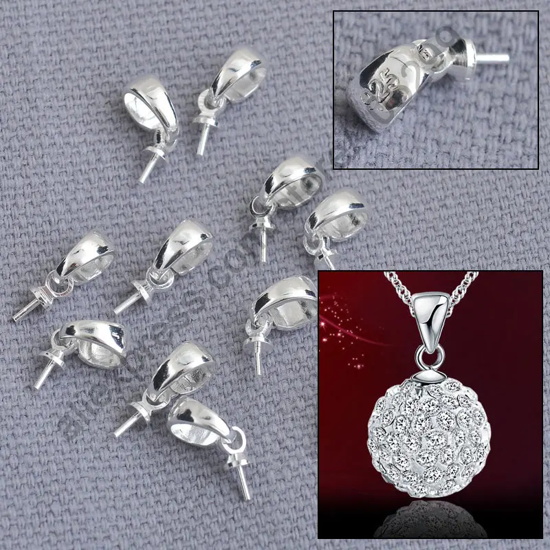 Stock Fast 1000PCS Pendant Jewellery Findings Genuine Pure 925 Sterling Silver Cup Cap Bail Connector Link For Crystal Stone | Украшения и