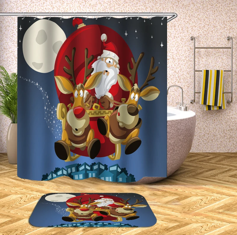 Рождественская занавеска для душа, Тканевая 3d занавеска для ванной, водонепроницаемая занавеска для ванной комнаты - Цвет: yl0055