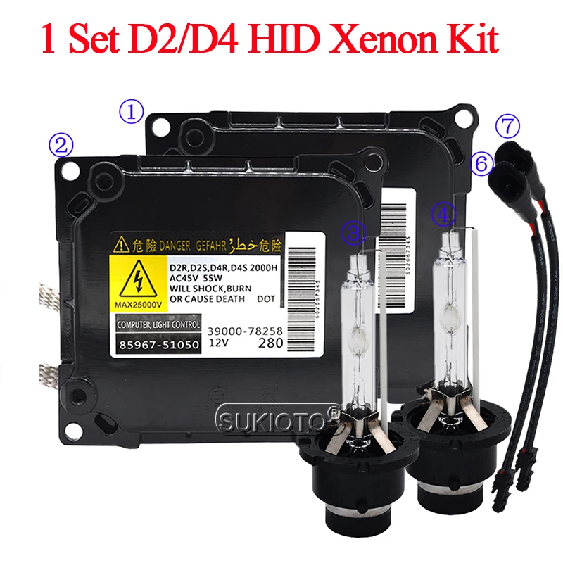 SUKIOTO 35W 55W D2S HID Xenon Kit D4S 4300K 5000K 6000K Xenon Bulb D2S D2R HID Ballast 85967-51050 For Toyota Lexus Headlight (7)