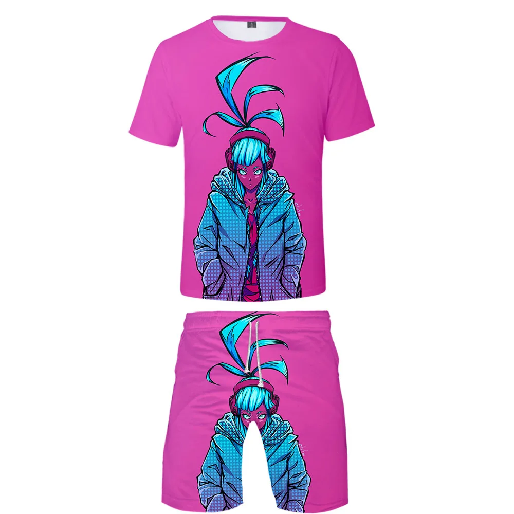 

Cyberpunk 2077 Men's T Shirt Sets Summer Breathable Women Short sleeve T shirt and shorts student Sets Cool Couple Streetwear