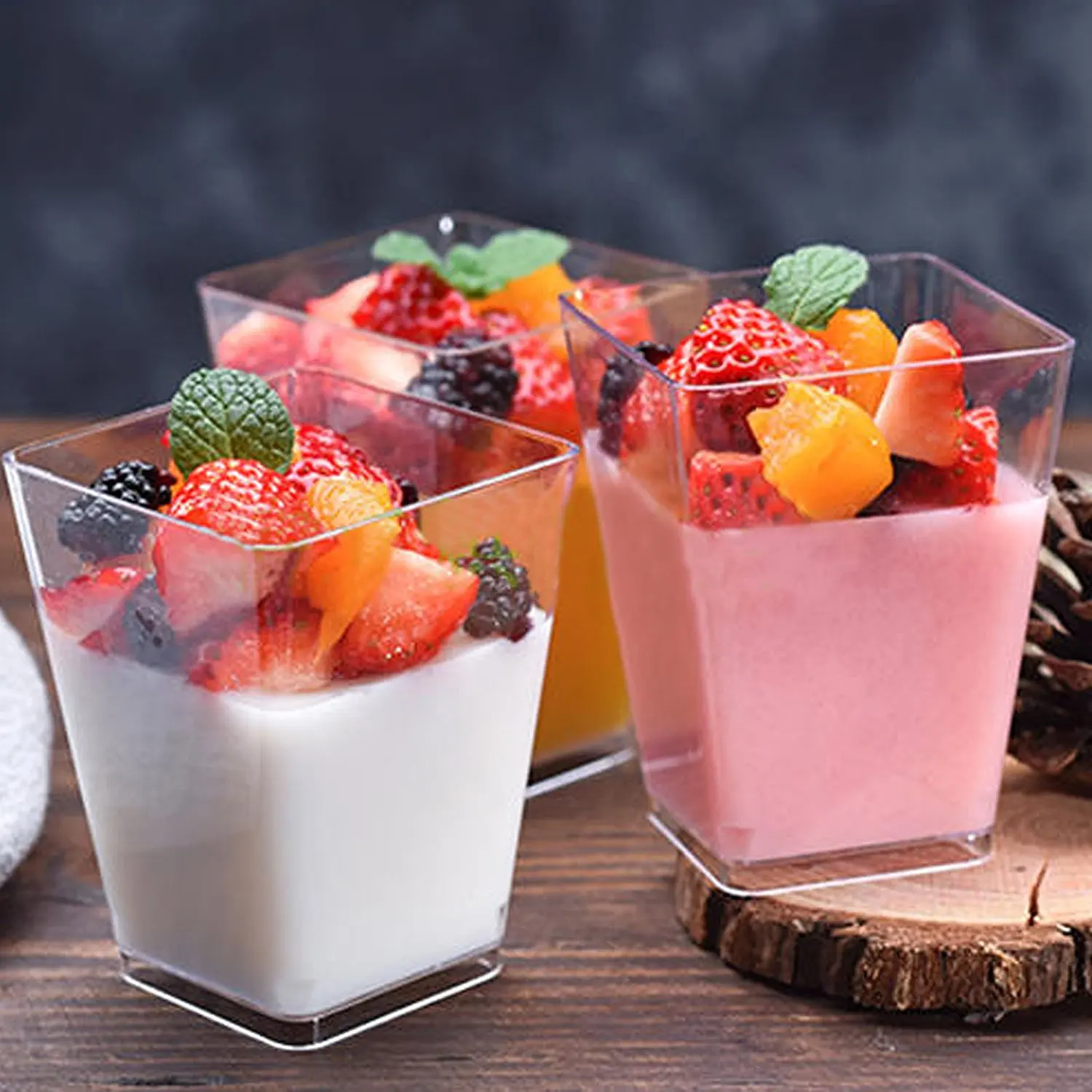

50Pcs Mini Small Plastic Cube Dessert Cup Sauce Starter Party Tableware Decor