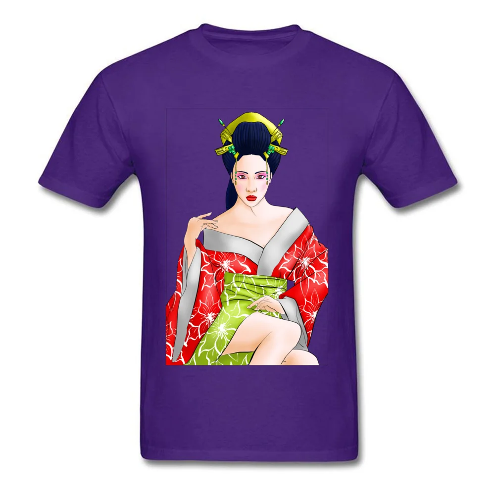 Red Lotus Geisha Cotton Fabric Tops Shirts for Students Print T Shirt Casual Graphic Round Collar Sweatshirts Short Sleeve Red Lotus Geisha purple