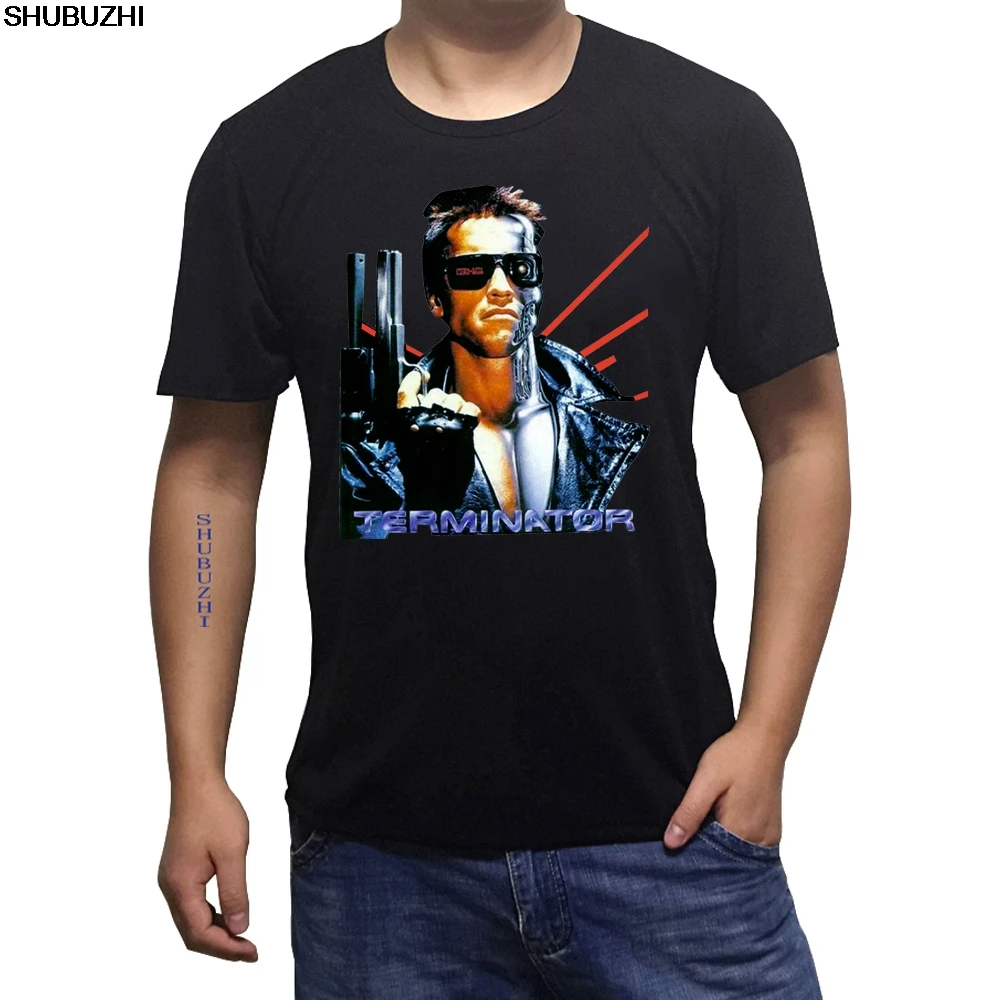 

Summer The Terminator Arnold Schwarzenegger I Will Be Back T-shirt Men cotton Printed Short-sleeve T Shirt euro size sbz4068