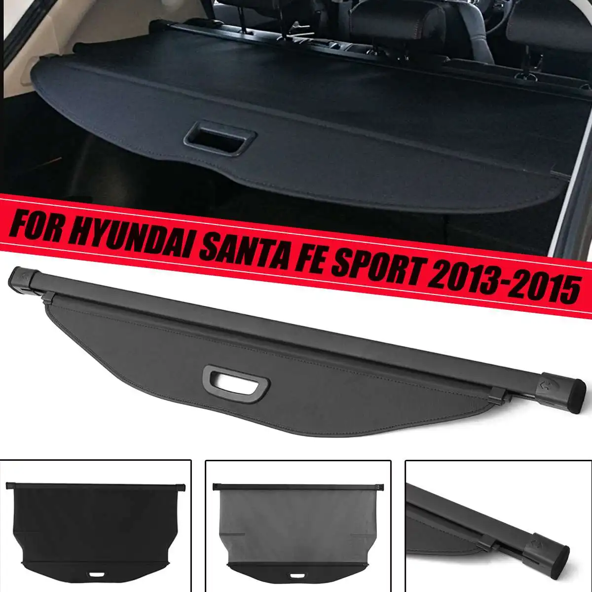 

Rear Trunk Cargo Cover Security Shield Screen Shade Car Accessories For Hyundai Santa Fe Sport 2013 2014 2015