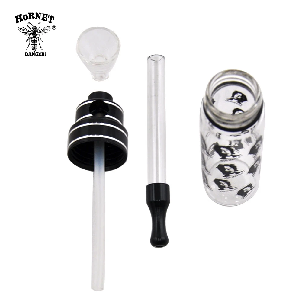 HORNET Different Pattern Hookah Shisha Smoking Pipes Glass Water Pipe 120MM Metal Tobacco Pipes Long Glass Mouth Filter
