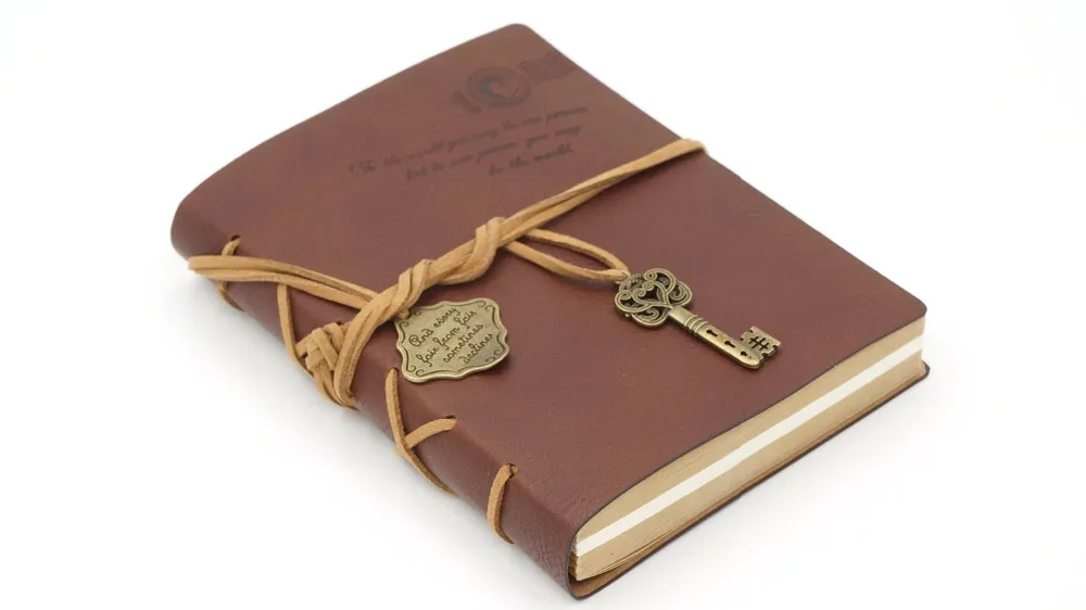 

5.37.4inch Classic Retro Style PU Cover String Key Bound Blank Notebook Notepad Travel Journal (Large Dark Coffee)