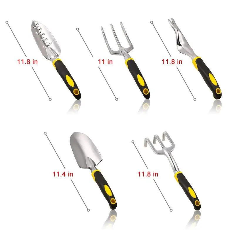

Garden Tool Set ， Weeder，Transplanter，Weeding fork，Cultivator, Trowel 5 PCS gardening Tool Set for Digging Ergonomic Gardening