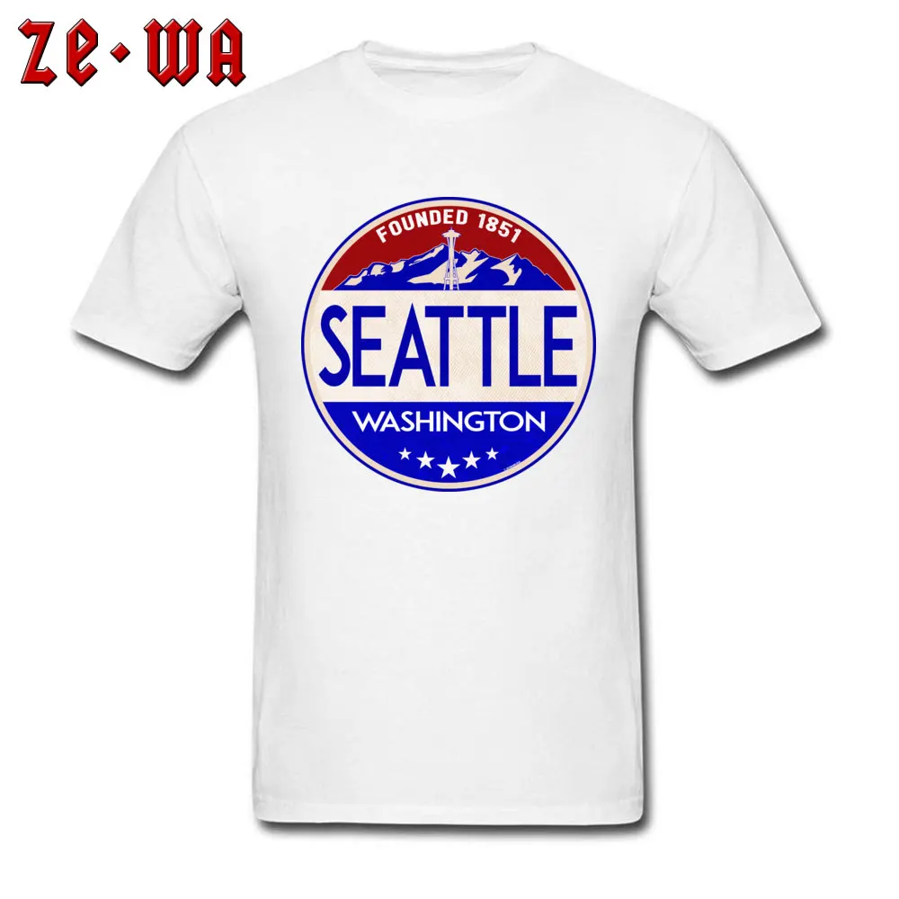 Custom Short Sleeve Tops T Shirt Thanksgiving Day Crewneck 100% Cotton Male T-shirts Funny Custom Tee Shirt Cute SEATTLE WASHINGTON MOUNT RAINIER NATIONAL PARK white