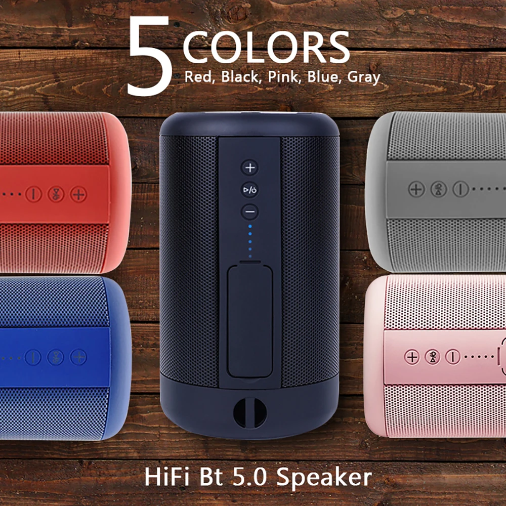 VTIN Wireless Bluetooth 5.0 Speaker IPX5 waterproof 3D 360 Stereo HiFi Music Speaker TF Card 3.5mm AUX For IPhone/Xiaomi/Android