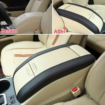 

2x Highlander Leather Car Console Arm Rest Armrest Lid Side Pad Cover Trim Styling Sticker Fit for 2015 Toyota Accessories