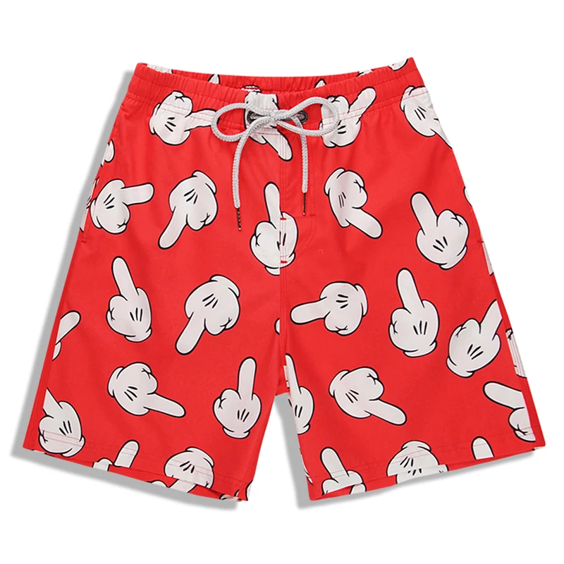 جديد وصول الرجال الشاطئ السراويل السباحة جذوع للرجال الكرتون أصابع المطبوعة مجلس السراويل تصفح السروال الجري الرياضية