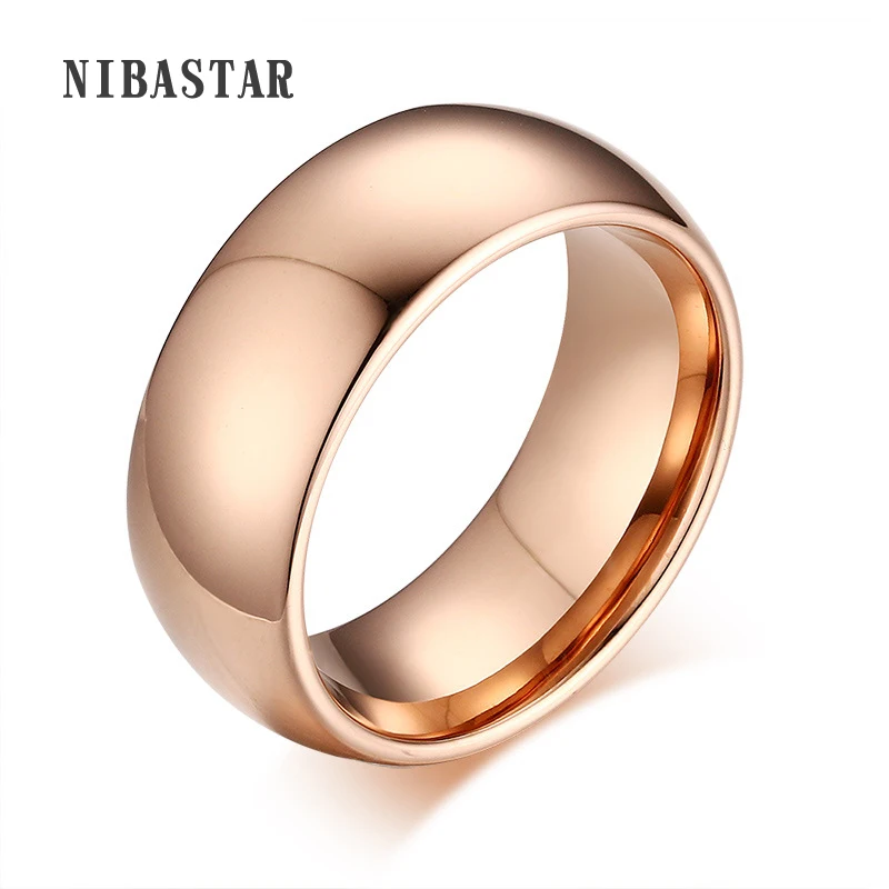 

Fashion Rose Gold-Color Ring Tungsten Rings Wedding Engagement Men Rings Jewelry 8mm