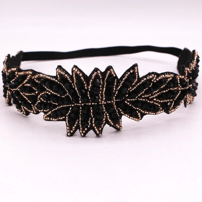 

Ethnic Black Beads Braided Headband Rhinestone Customized Headband Hair Band For Women & Girls Hair Accessories Hairband