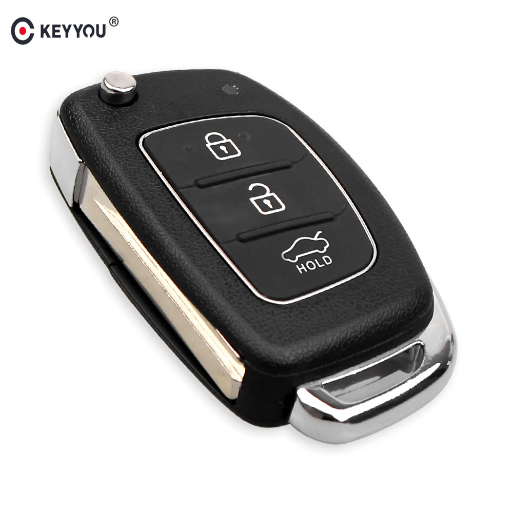 KEYYOU Flip Remote Car Key Shell Case For Hyundai Solaris ix35 ix45 ELANTRA Santa Fe HB20 Verna HY15/HY20/TOY40 Blade 3 Buttons